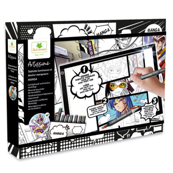 Tablette lumineuse et atelier marqueurs manga